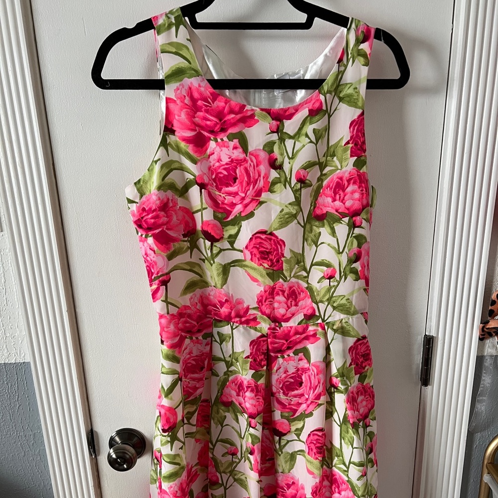 Medium Womens bright pink floral dress - fits M/L